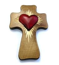 Drevorezba: mohutný kríž so srdcom - hnedý