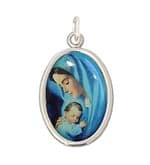 Medailón: Panna Mária s dieťaťom, strieborná farba