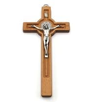 Kríž: benediktínsky, drevený - bledý, 25 cm