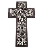 Kríž: s modlitbou Otče náš, drevený - tmavý, 3D