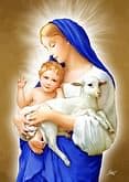 Magnetka: Panna Mária s dieťaťom a ovečkou