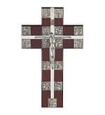 Krížová cesta: v tvare kríža - tmavá/strieborná farba, 30 cm
