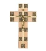 Krížová cesta: v tvare kríža - bledá/zlatá farba, 30 cm