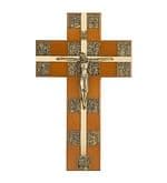 Krížová cesta: v tvare kríža - hnedá/zlatá farba, 30 cm