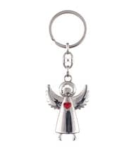 Kľúčenka: Anjel s červeným srdiečkom, kovová