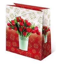 Darčeková taška: tulipány - červenobiela