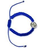 Náramok: benediktínsky medailón na šnúrke - modrá+strieborná