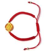 Náramok: benediktínsky medailón na šnúrke - zlatá+červená