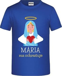Tričko: Mária ma ochraňuje, modré - 98/104