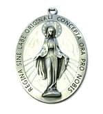 Dekorácia na zavesenie: Zázračná medaila, kovová s bielym pozadím - 13,5 cm