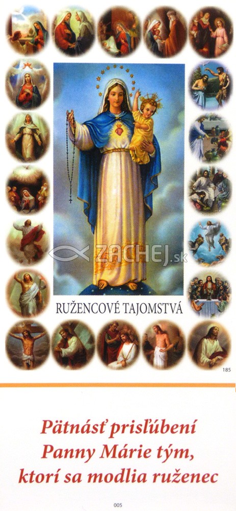 Záložka: Prisľúbenia Panny Márie tým, ktorí sa modlia ruženec - laminovaná | 0,29 € - obrázok Záložka: Prisľúbenia Panny Márie tým, ktorí sa modlia ruženec - laminovaná